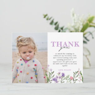 Watercolor Purple Wildflower Thank You Card