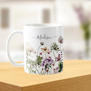 Watercolor Purple Wildflowers  Coffee Mug