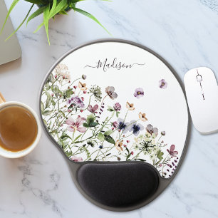 Watercolor Purple Wildflowers  Gel Mouse Pad