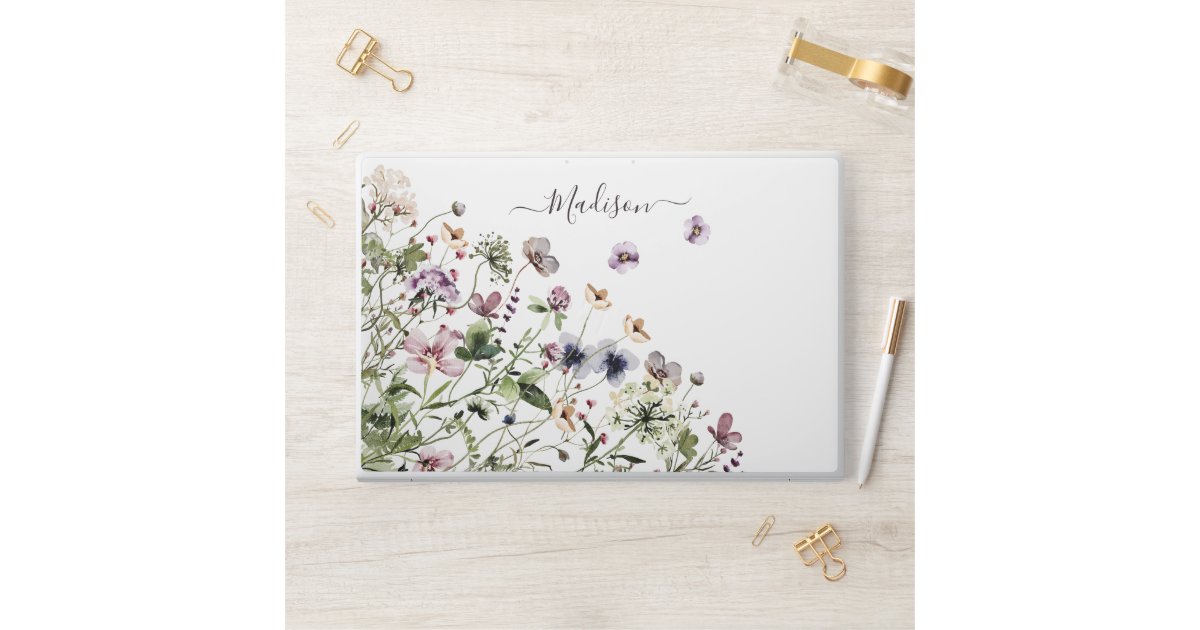 Watercolor Purple Wildflowers HP Laptop Skin | Zazzle