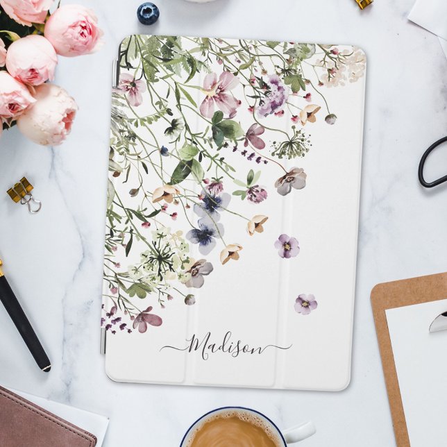 Watercolor Purple Wildflowers  iPad Pro Cover (In situ)
