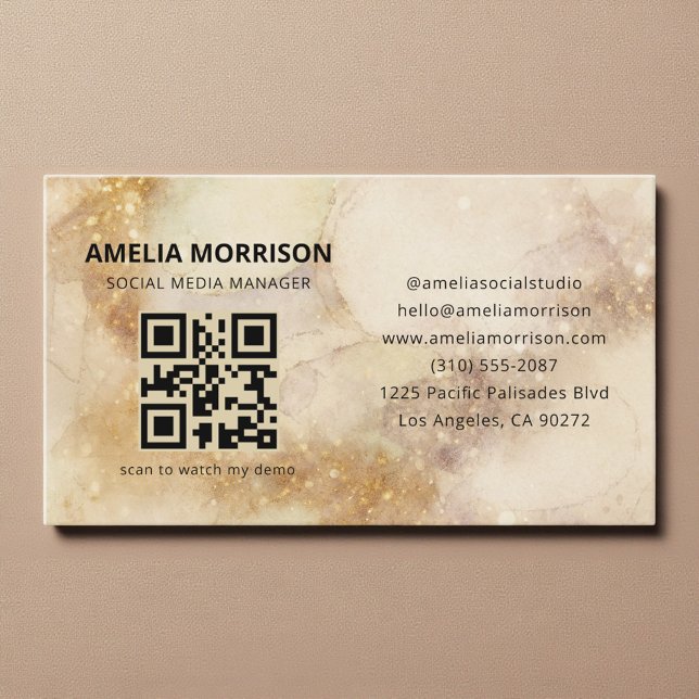 Watercolor QR Code Minimalist Professional Business Card (Creator Uploaded)