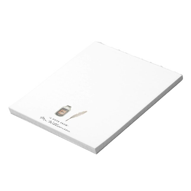 Watercolor Quill & Ink | Monogram Teacher Notepad (Rotated)