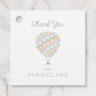 watercolor quilt hot air balloon Baby Shower Favor Tags