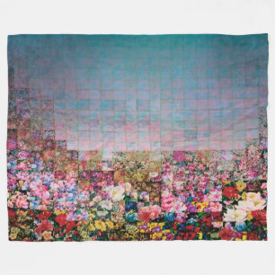 watercolor quilt teal fade fleece blanket