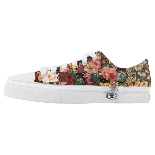 watercolor quilt tennis shoes (Left Shoe Outside)