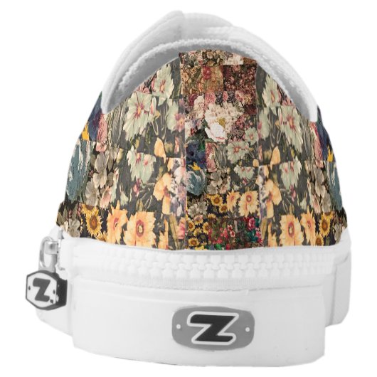 watercolor quilt tennis shoes (Left Shoe Back)