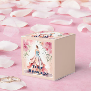 Watercolor Quinceanera Celebration Favor Boxes