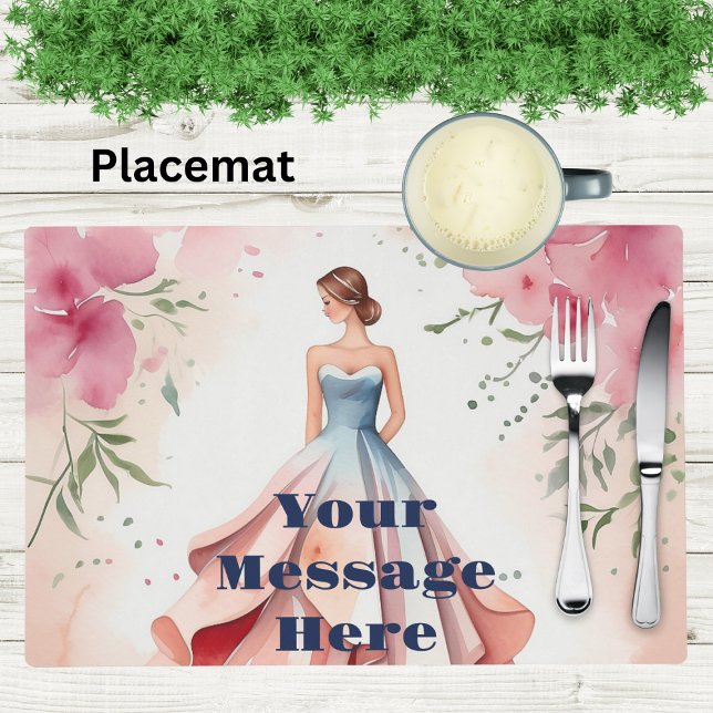 Watercolor Quinceanera Celebration Placemat (Creator Uploaded)
