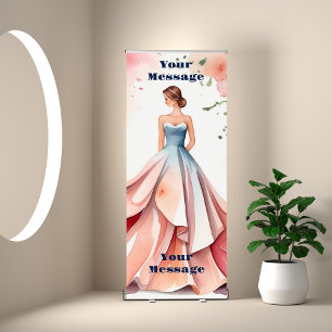 Watercolor Quinceanera Celebration Retractable Banner
