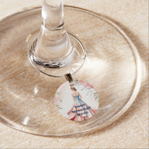 Watercolor Quinceanera Celebration Wine Charm