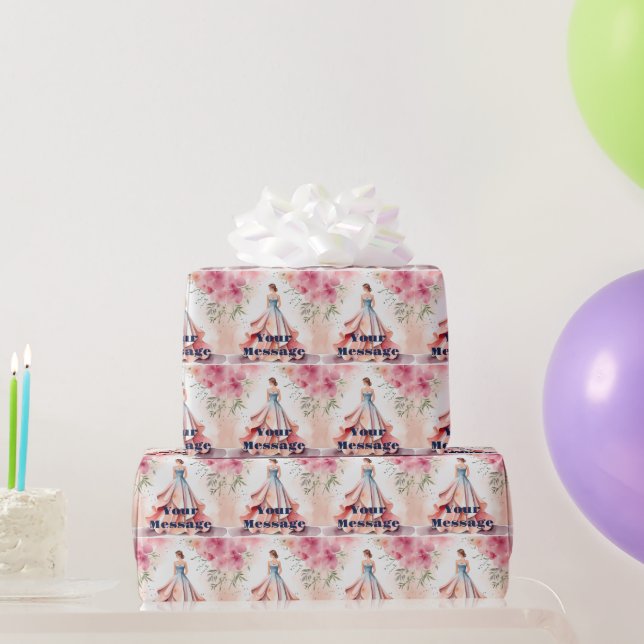Watercolor Quinceanera Celebration Wrapping Paper (Party Gifts)