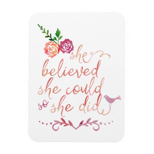 Custom Kitchen Magnets 5 Watercolor Quote She Believed She Could So She Did Magnet
