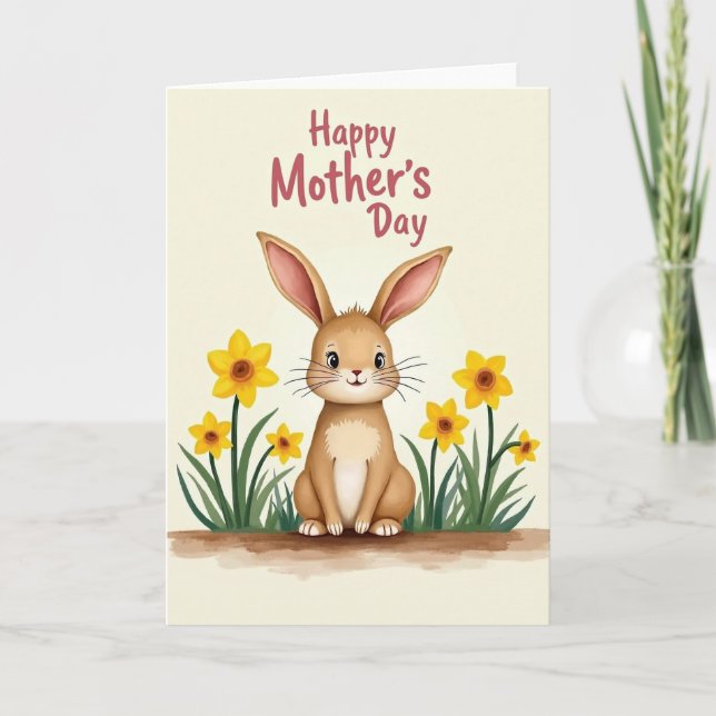 Watercolor Rabbit Celebration Card (Front)