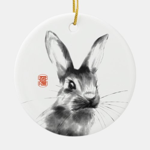 Watercolor Rabbit Chinese New Year 2023 Ornament