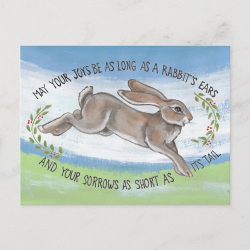 Watercolor Rabbit  Hope Encouragement Get Well Postcard