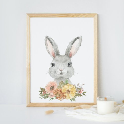 Watercolor Rabbit Nursery Poster