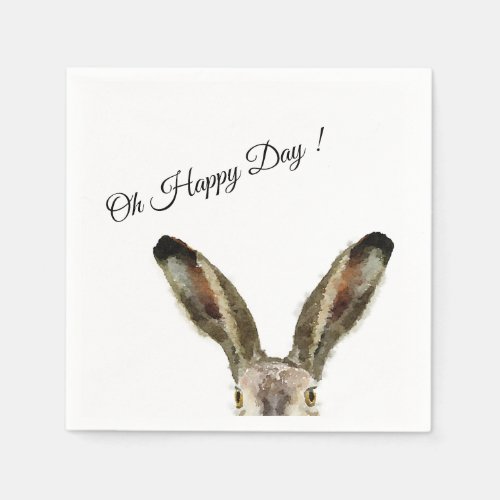 Watercolor Rabbit Oh Happy Day  Napkins