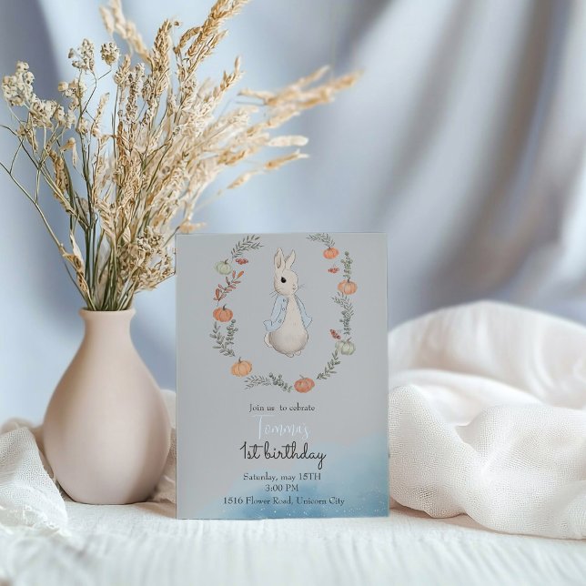 Watercolor Rabbit Peter in autumn Invitation  (Creator Uploaded)