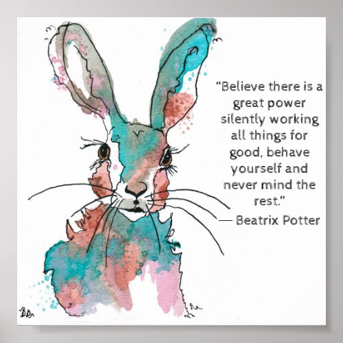 Watercolor Rabbit Poster