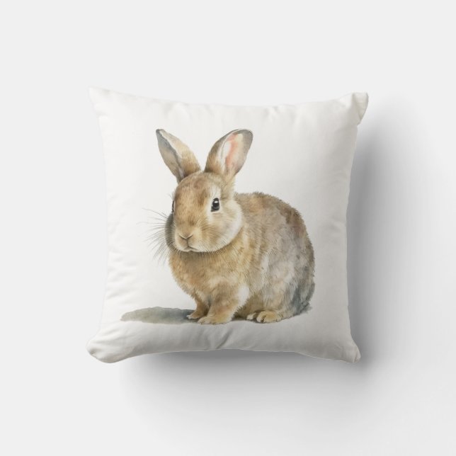Watercolor Rabbit  Throw Pillow (Front)