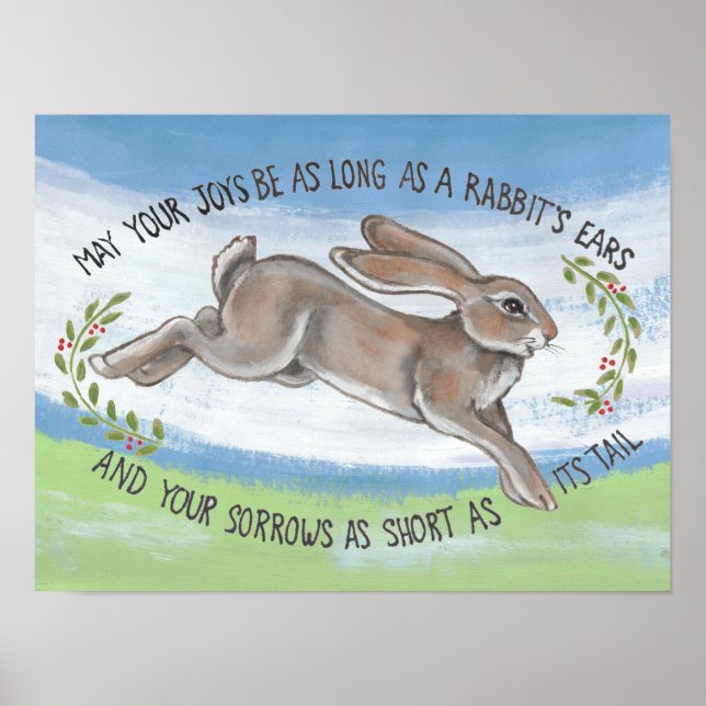 Watercolor Rabbit  Upbeat Hope Encouragement Poster (Front)