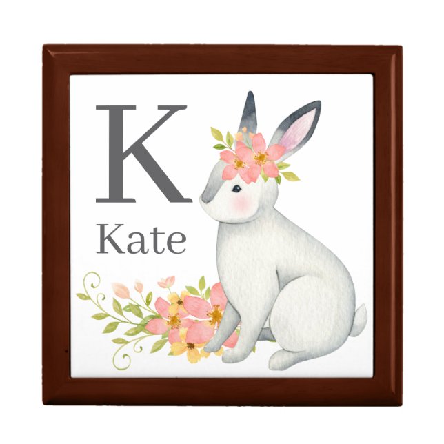 Watercolor Rabbit with Pink Flowers Signature Gift Box (Front)