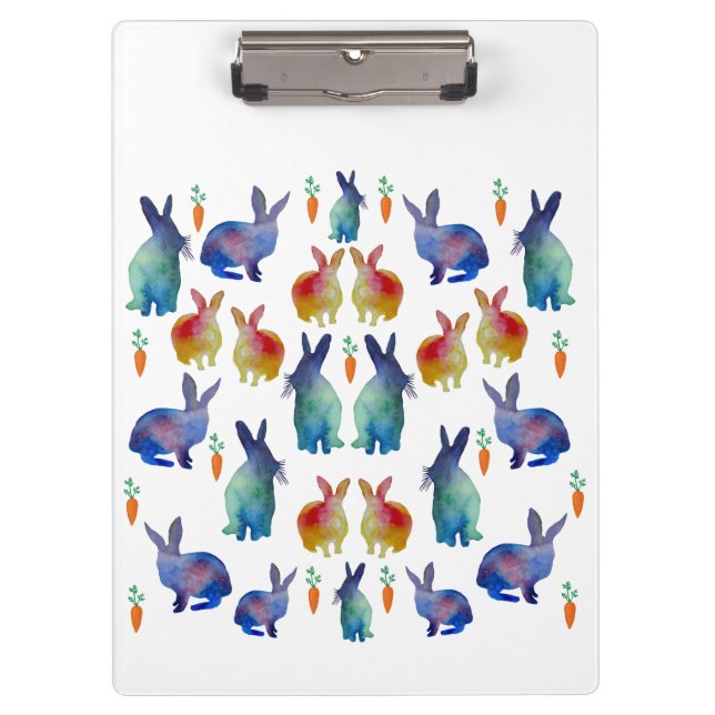 Watercolor Rabbits Clipboard (Front)
