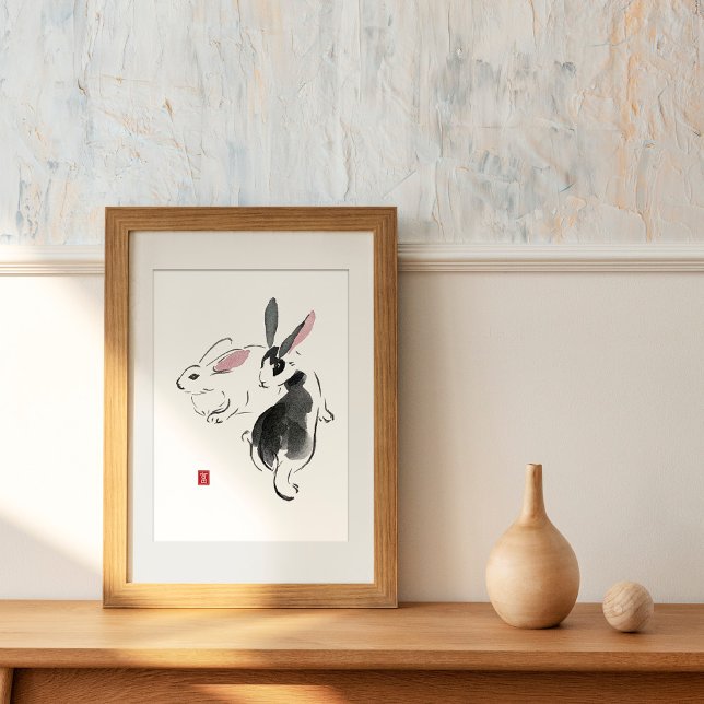 Watercolor Rabbits Contains hieroglyph wealth Poster (Creator Uploaded)