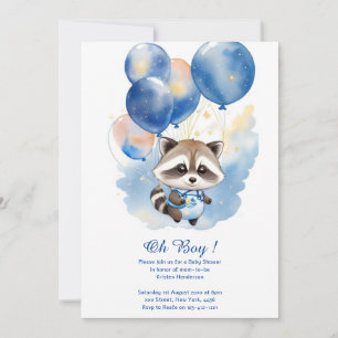 Watercolor Raccoon Baby Shower Invitation