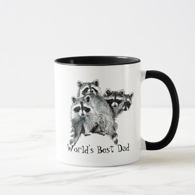 Watercolor Raccoon, Bike, Cycle Best Dad Mug (Right)