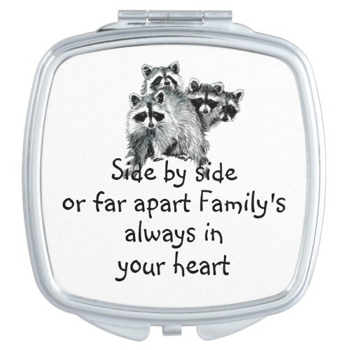 Watercolor Raccoon Family Inspirational Quote Compact Mirror