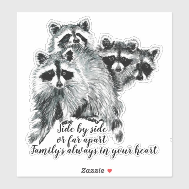 Watercolor Raccoon Family Quote Custom Name Sticker (Sheet)