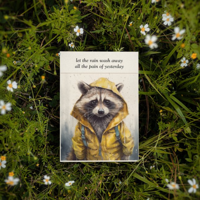Watercolor Raccoon in Yellow Raincoat Emotive Art Invitation (Creator Uploaded)