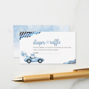 Watercolor Race Car baby shower diaper raffle Enclosure Card