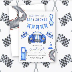 Watercolor Race Car Baby Shower Invitation