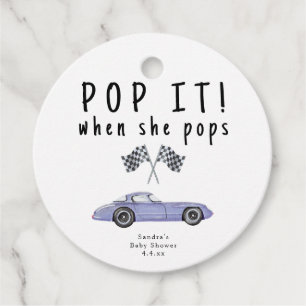 Watercolor race car - pop it! when she pops favor tags