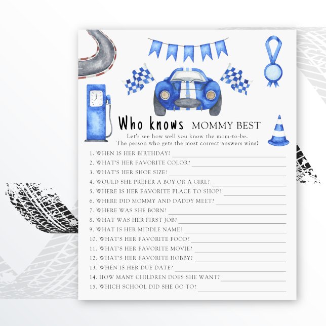 Watercolor race car - Who knows mommy best  (Creator Uploaded)