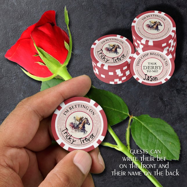 Watercolor Race Horse Derby Poker Chips (Guests can write their bet 
on the front and their name on the back of these poker chips)
