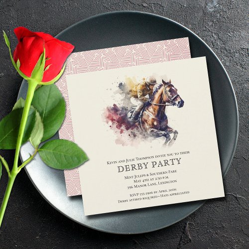 Watercolor Racehorse Derby Invitation