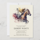 Watercolor Racehorse Derby Party Invitation (Front)