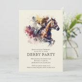 Watercolor Racehorse Derby Party Invitation (Standing Front)
