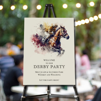 Watercolor Racehorse Derby Welcome Foam Board