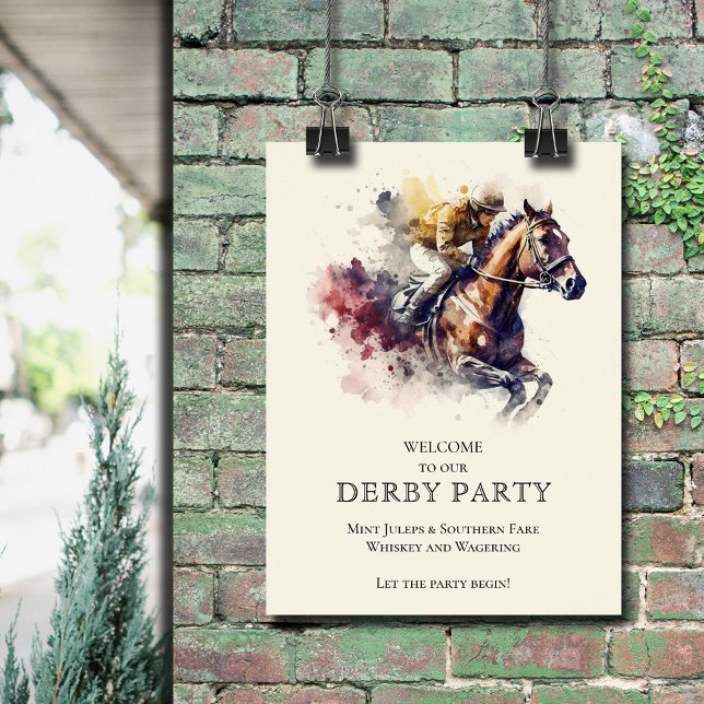 Watercolor Racehorse Derby Welcome Poster (Watercolor Racehorse Derby Welcome Poster)