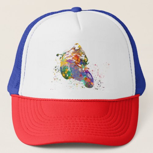 watercolor racing motorcycle trucker hat