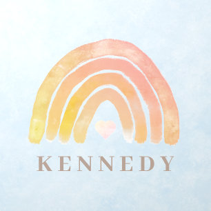 Watercolor Raibow Nursery Kids' Room Name Wall Dec Decal