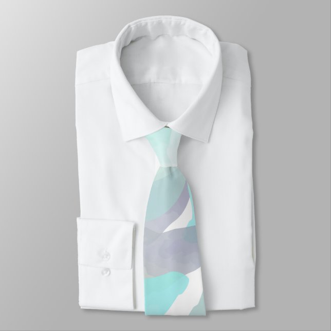 Watercolor Rain Clouds Neck Tie (Tied)