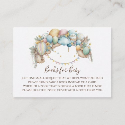 Watercolor rainbow Air Balloon Baby Shower Enclosure Card