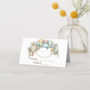 Watercolor rainbow Air Balloon Baby Shower Place Card