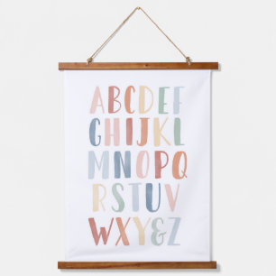 Watercolor Rainbow Alphabet Classroom Hanging Tapestry